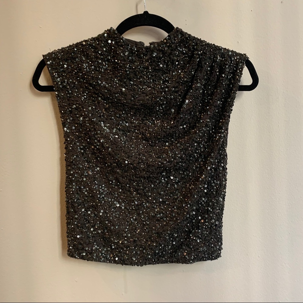 NWT Alice + Olivia Black Sequin Top Size 2